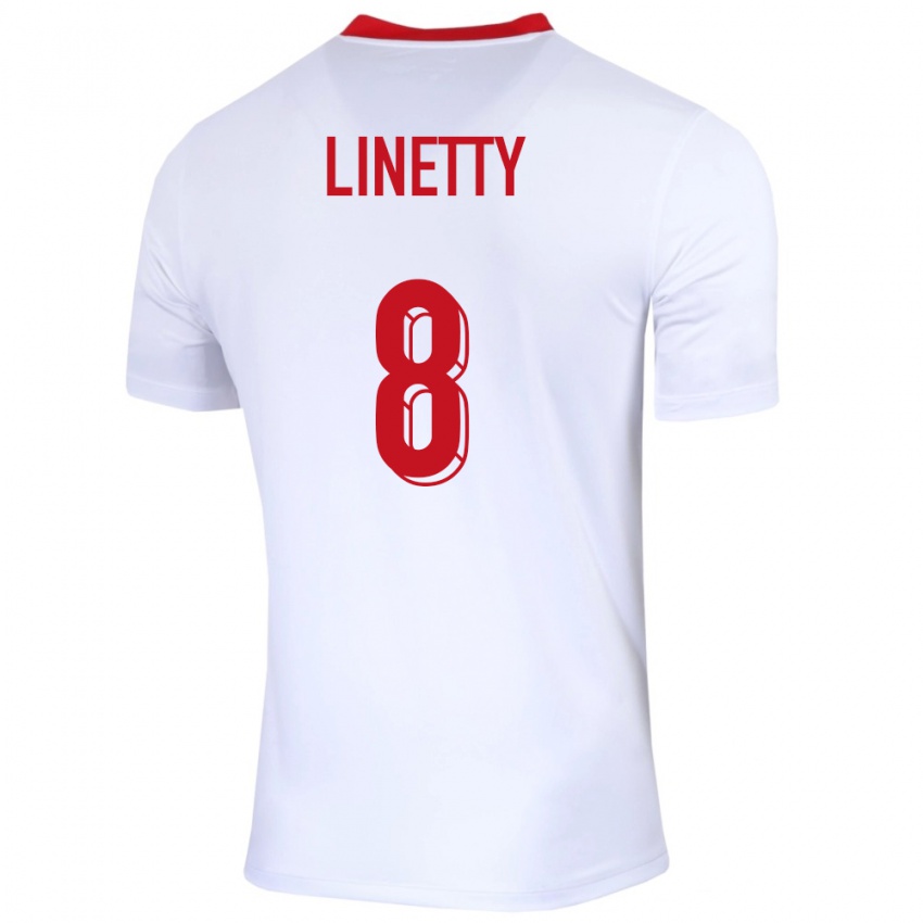 Niño Camiseta Polonia Karol Linetty #8 Blanco 1ª Equipación 24-26 La Camisa Argentina