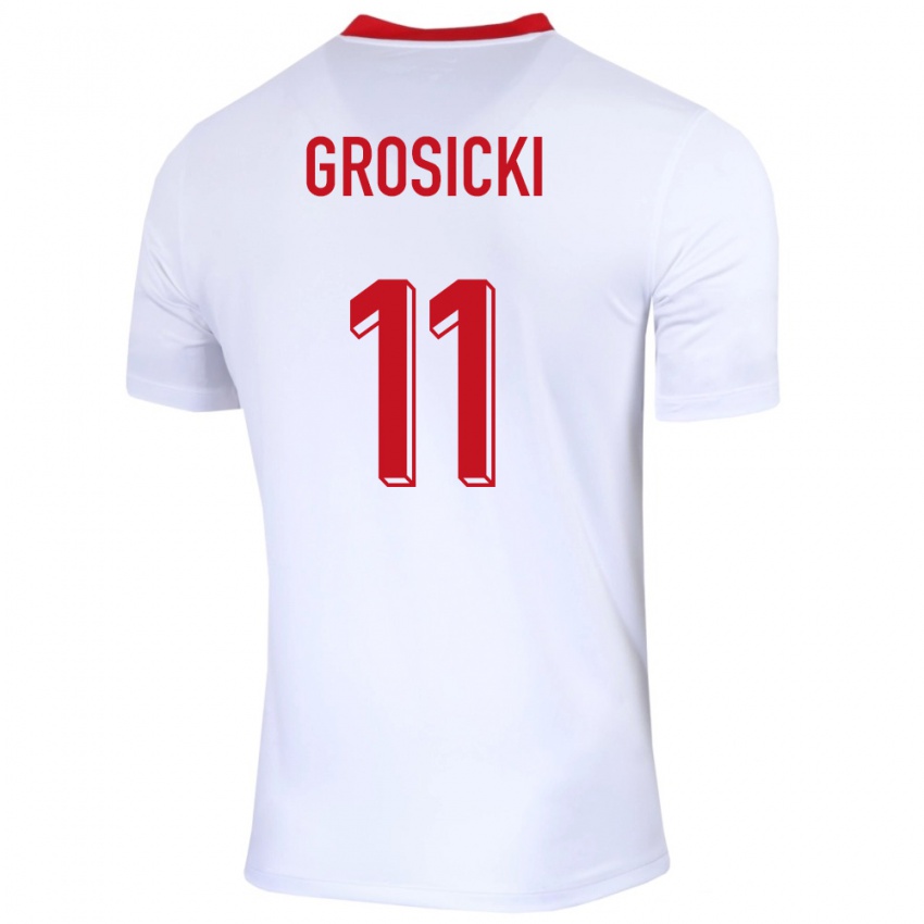 Niño Camiseta Polonia Kamil Grosicki #11 Blanco 1ª Equipación 24-26 La Camisa Argentina