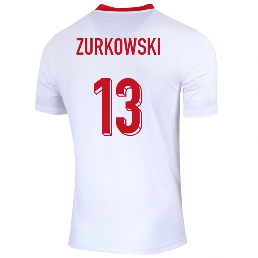 Niño Camiseta Polonia Szymon Zurkowski #13 Blanco 1ª Equipación 24-26 La Camisa Argentina