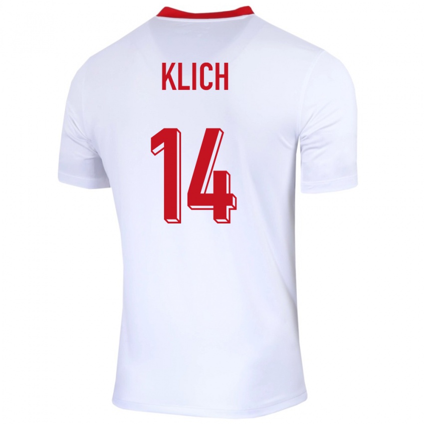 Niño Camiseta Polonia Mateusz Klich #14 Blanco 1ª Equipación 24-26 La Camisa Argentina
