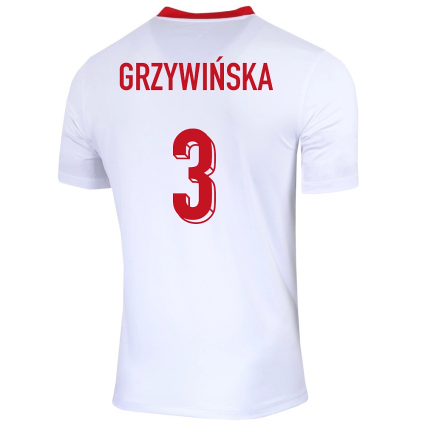 Niño Camiseta Polonia Gabriela Grzywinska #3 Blanco 1ª Equipación 24-26 La Camisa Argentina