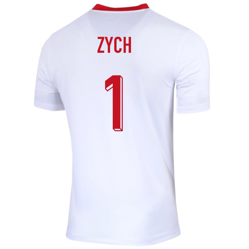 Niño Camiseta Polonia Oliwier Zych #1 Blanco 1ª Equipación 24-26 La Camisa Argentina