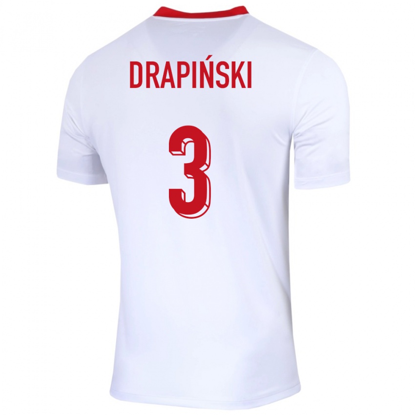 Niño Camiseta Polonia Igor Drapinski #3 Blanco 1ª Equipación 24-26 La Camisa Argentina