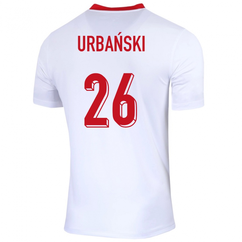 Niño Camiseta Polonia Kacper Urbanski #26 Blanco 1ª Equipación 24-26 La Camisa Argentina