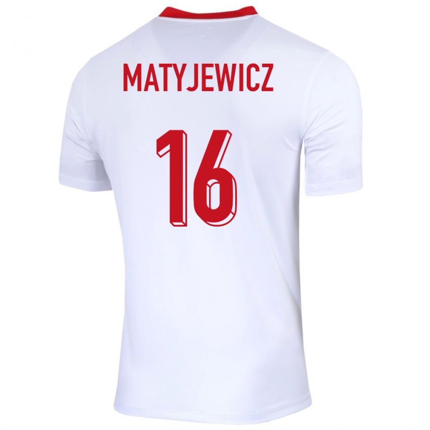 Niño Camiseta Polonia Wiktor Matyjewicz #16 Blanco 1ª Equipación 24-26 La Camisa Argentina