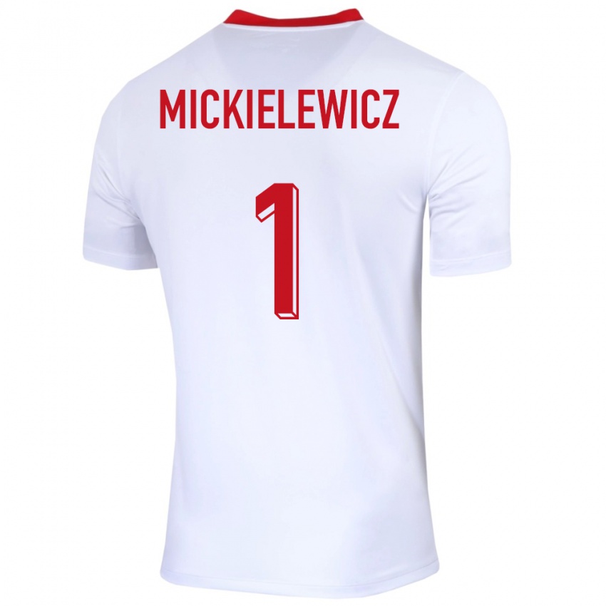 Niño Camiseta Polonia Aleksander Mickielewicz #1 Blanco 1ª Equipación 24-26 La Camisa Argentina