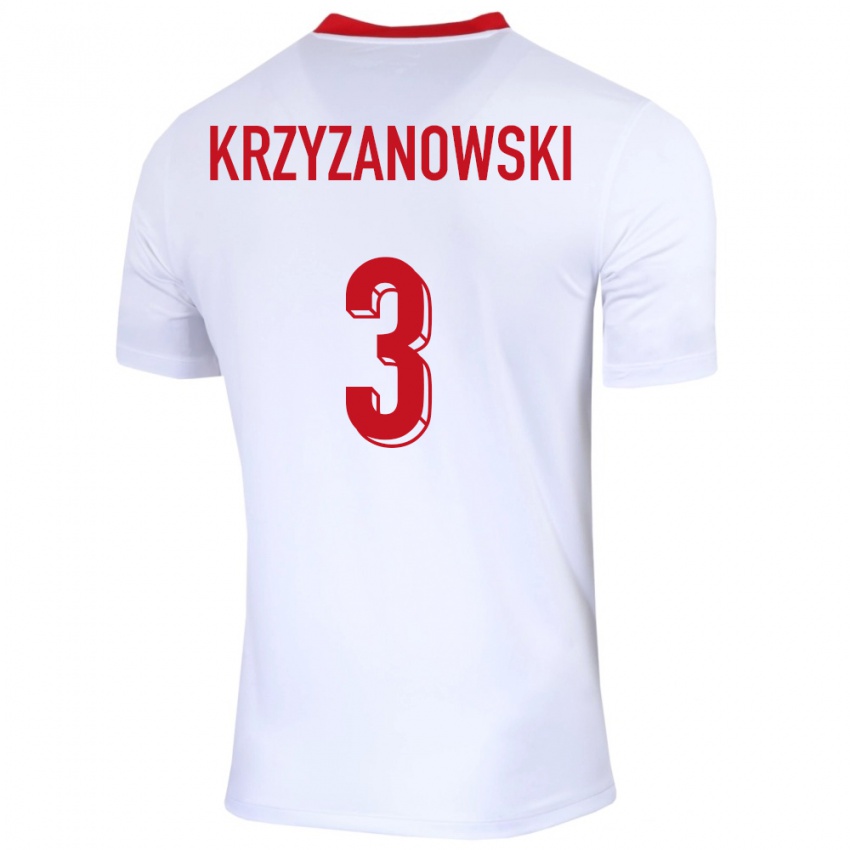 Niño Camiseta Polonia Jakub Krzyzanowski #3 Blanco 1ª Equipación 24-26 La Camisa Argentina