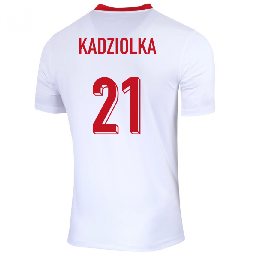 Niño Camiseta Polonia Szymon Kadziolka #21 Blanco 1ª Equipación 24-26 La Camisa Argentina