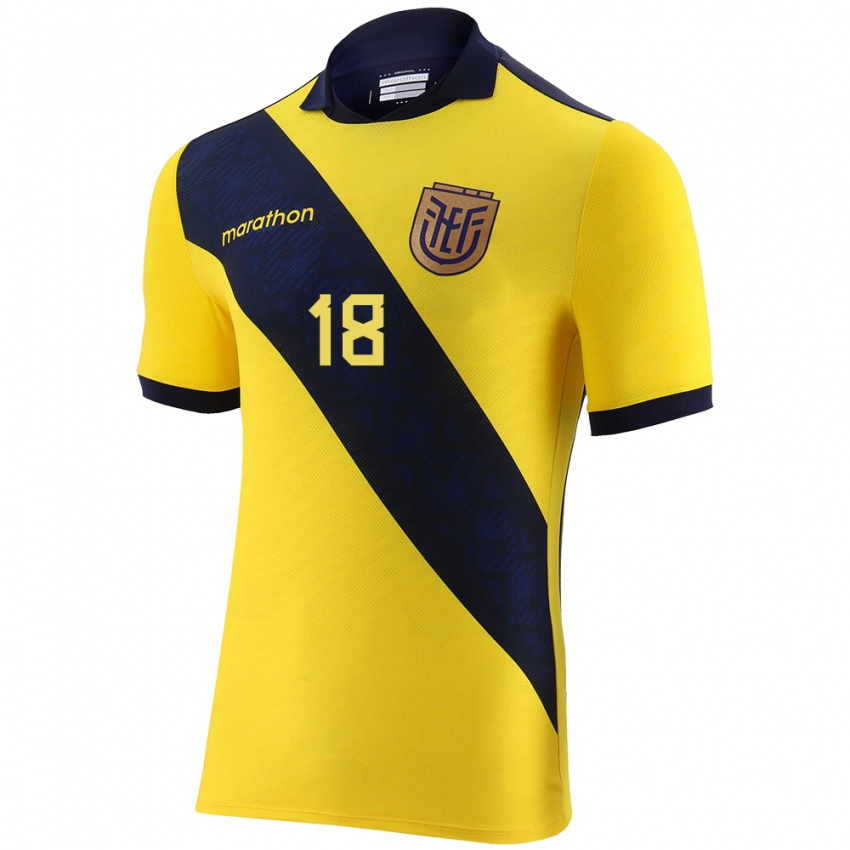 Niño Camiseta Ecuador Jean Arroyo #18 Amarillo 1ª Equipación 24-26 La Camisa Argentina