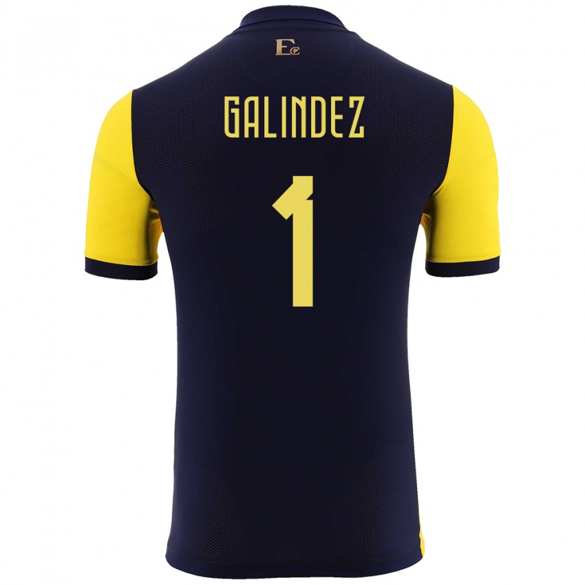 Niño Camiseta Ecuador Hernan Galindez #1 Amarillo 1ª Equipación 24-26 La Camisa Argentina