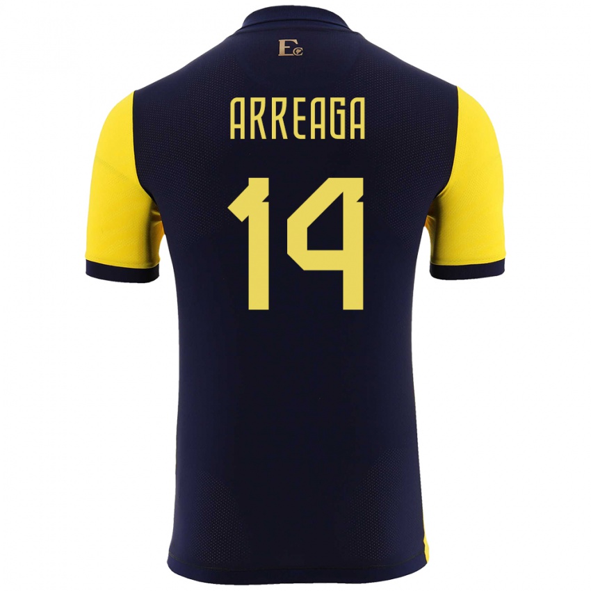 Niño Camiseta Ecuador Xavier Arreaga #14 Amarillo 1ª Equipación 24-26 La Camisa Argentina