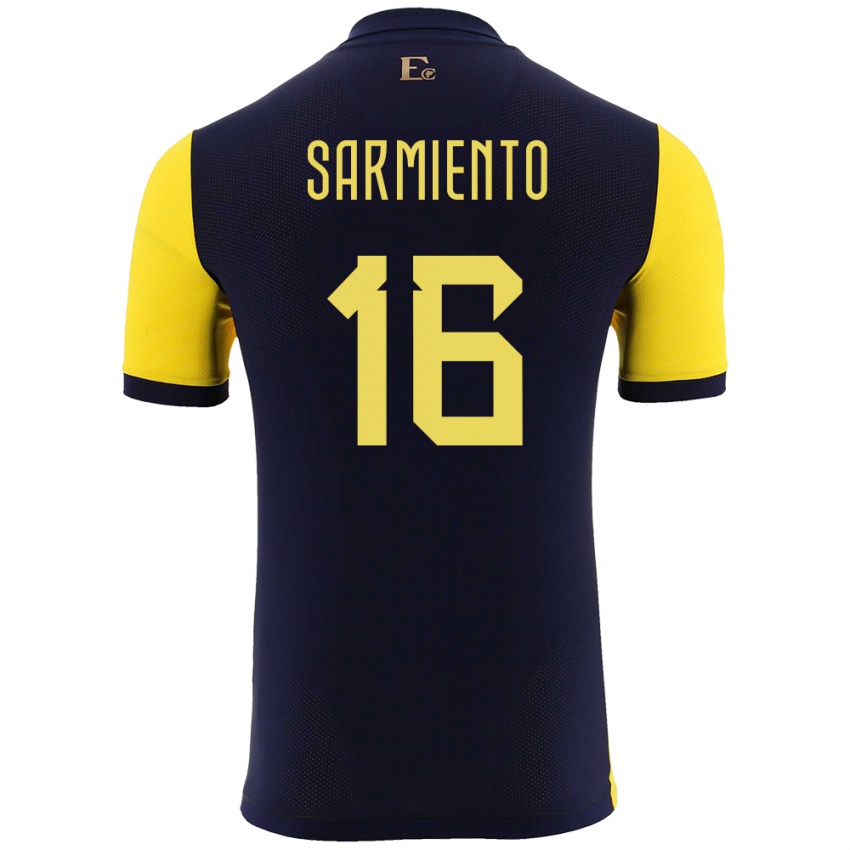 Niño Camiseta Ecuador Jeremy Sarmiento #16 Amarillo 1ª Equipación 24-26 La Camisa Argentina