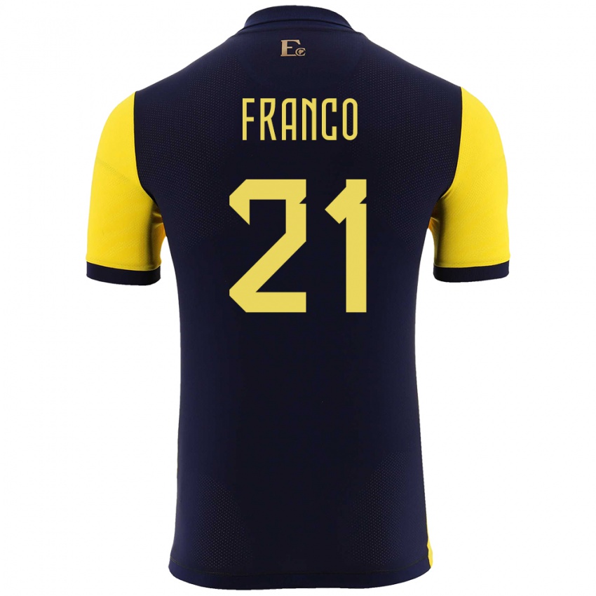 Niño Camiseta Ecuador Alan Franco #21 Amarillo 1ª Equipación 24-26 La Camisa Argentina