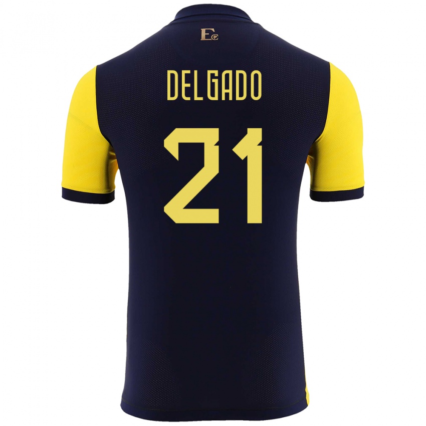 Niño Camiseta Ecuador Patrickson Delgado #21 Amarillo 1ª Equipación 24-26 La Camisa Argentina