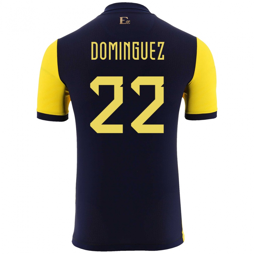 Niño Camiseta Ecuador Alexander Dominguez #22 Amarillo 1ª Equipación 24-26 La Camisa Argentina