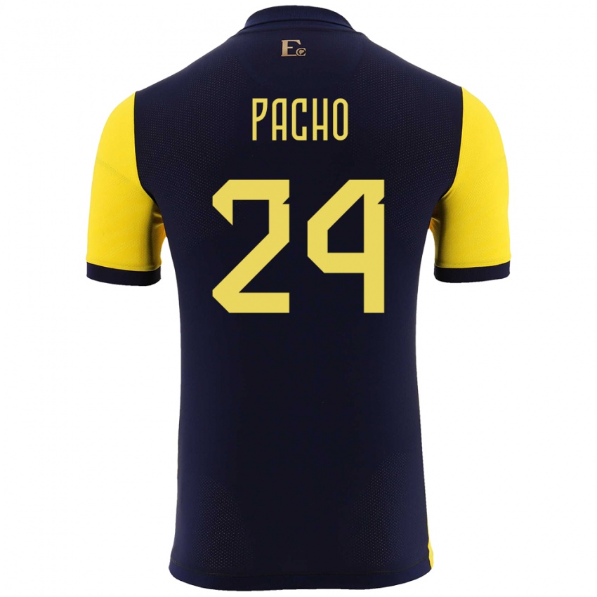 Niño Camiseta Ecuador William Pacho #24 Amarillo 1ª Equipación 24-26 La Camisa Argentina