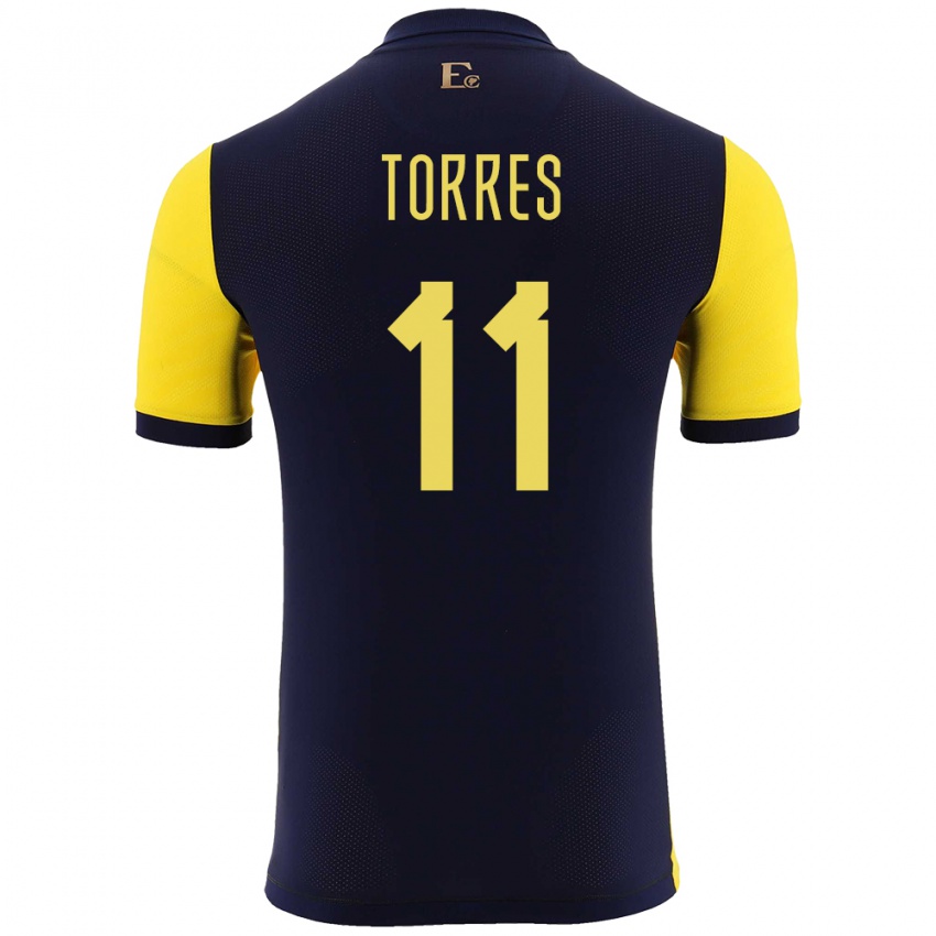 Niño Camiseta Ecuador Ambar Torres #11 Amarillo 1ª Equipación 24-26 La Camisa Argentina