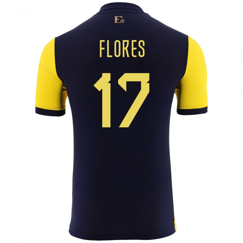 Niño Camiseta Ecuador Karen Flores #17 Amarillo 1ª Equipación 24-26 La Camisa Argentina