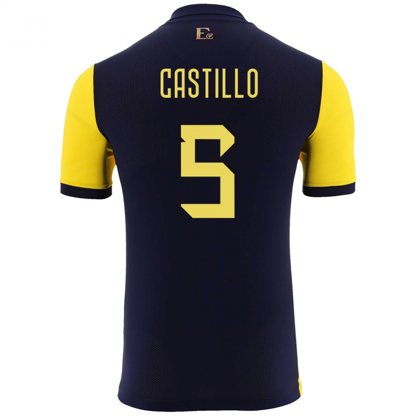 Niño Camiseta Ecuador Denil Castillo #5 Amarillo 1ª Equipación 24-26 La Camisa Argentina