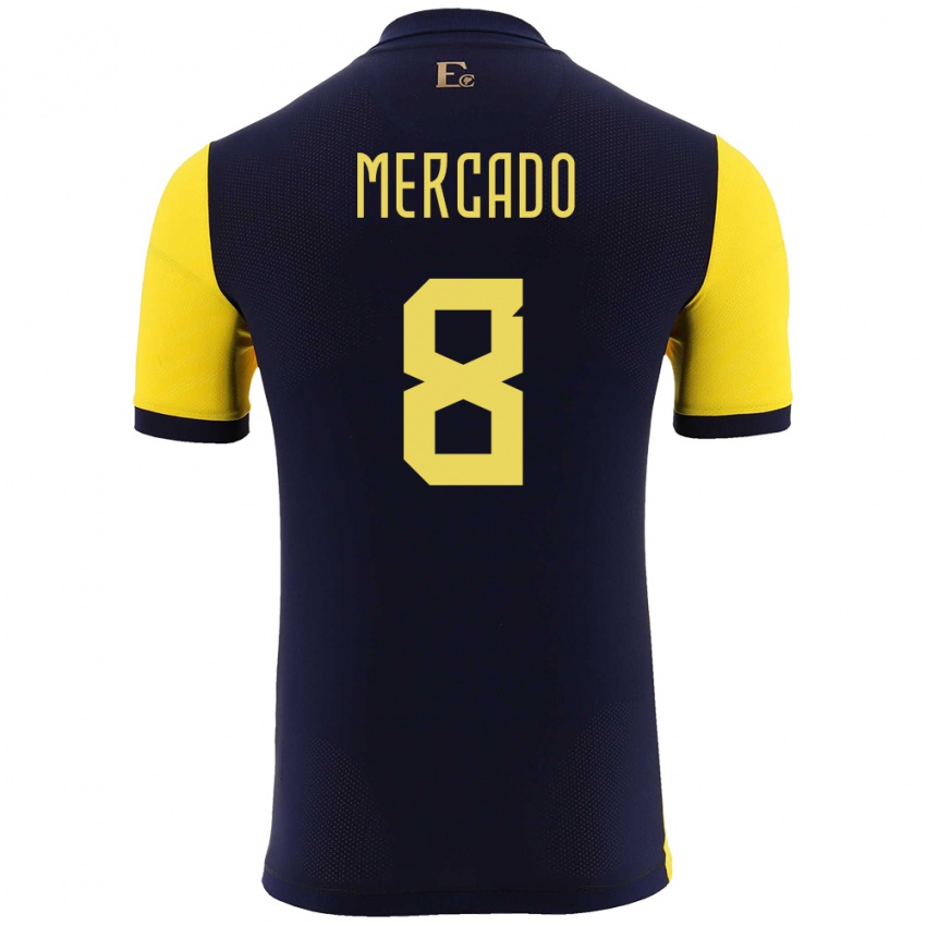 Niño Camiseta Ecuador Patrik Mercado #8 Amarillo 1ª Equipación 24-26 La Camisa Argentina