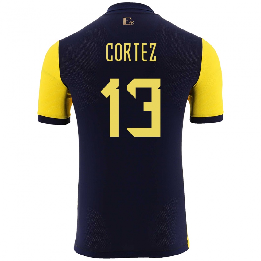 Niño Camiseta Ecuador Steven Cortez #13 Amarillo 1ª Equipación 24-26 La Camisa Argentina