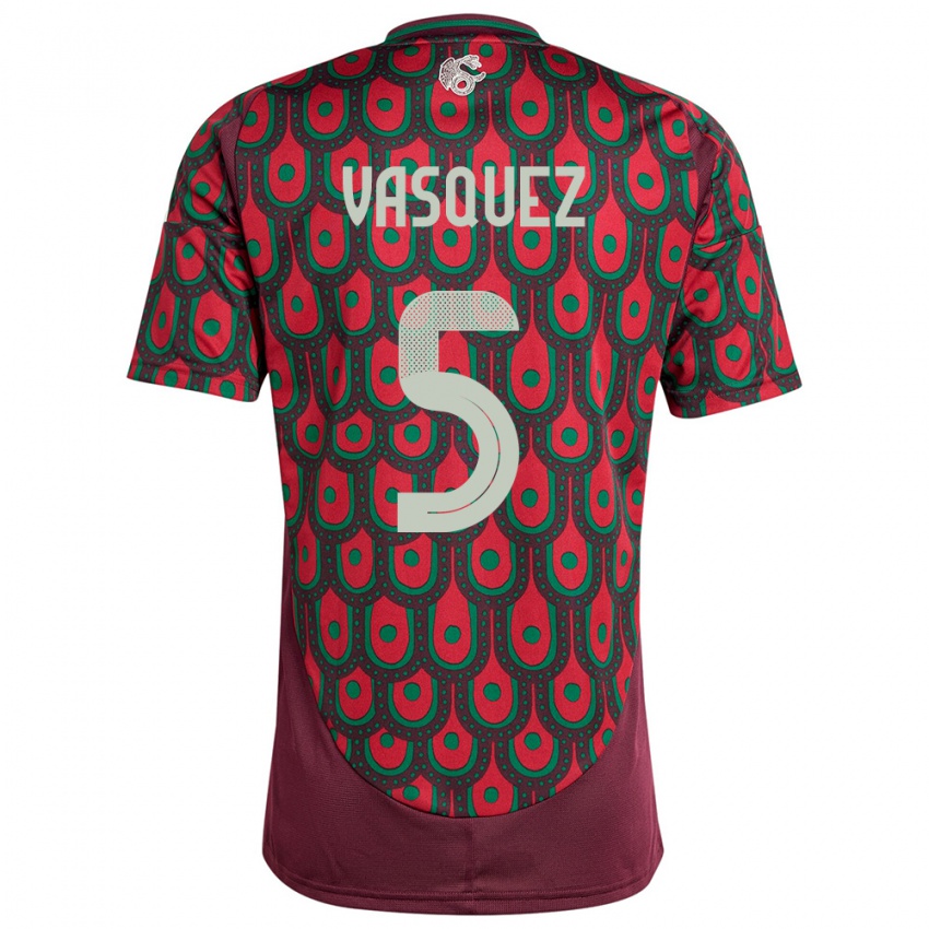 Niño Camiseta México Johan Vasquez #5 Granate 1ª Equipación 24-26 La Camisa Argentina