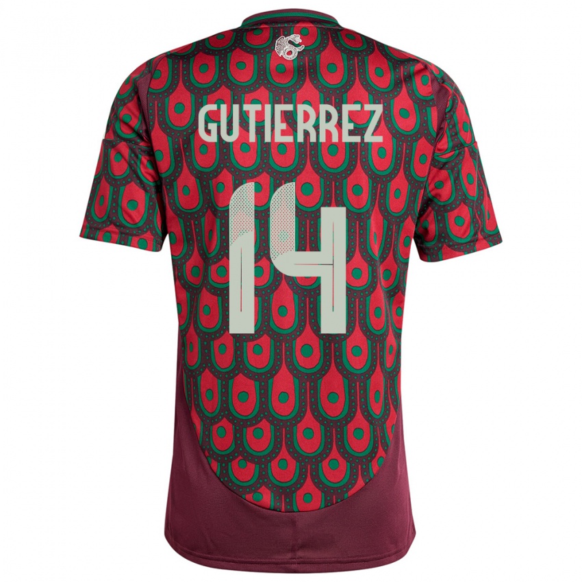 Niño Camiseta México Erick Gutierrez #14 Granate 1ª Equipación 24-26 La Camisa Argentina