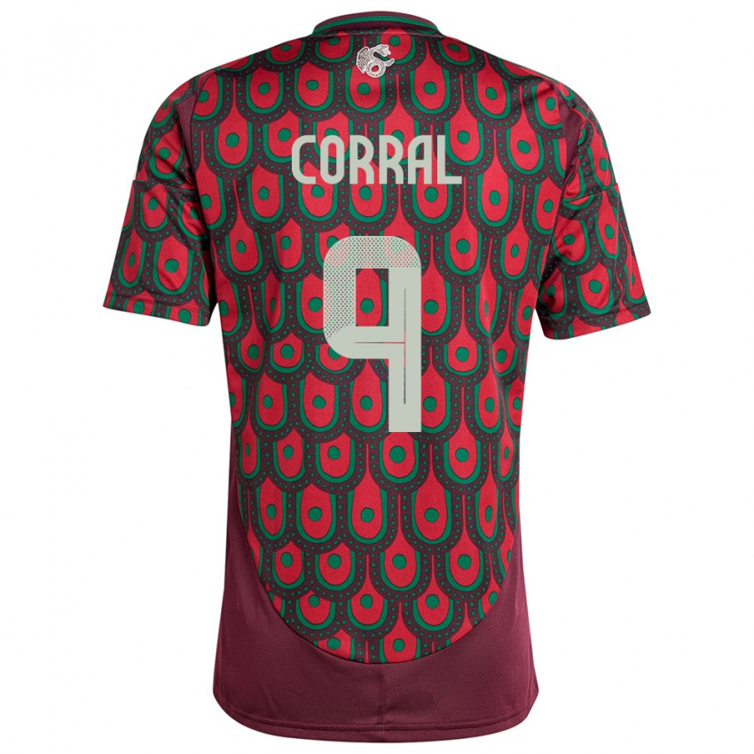 Niño Camiseta México Charlyn Corral #9 Granate 1ª Equipación 24-26 La Camisa Argentina