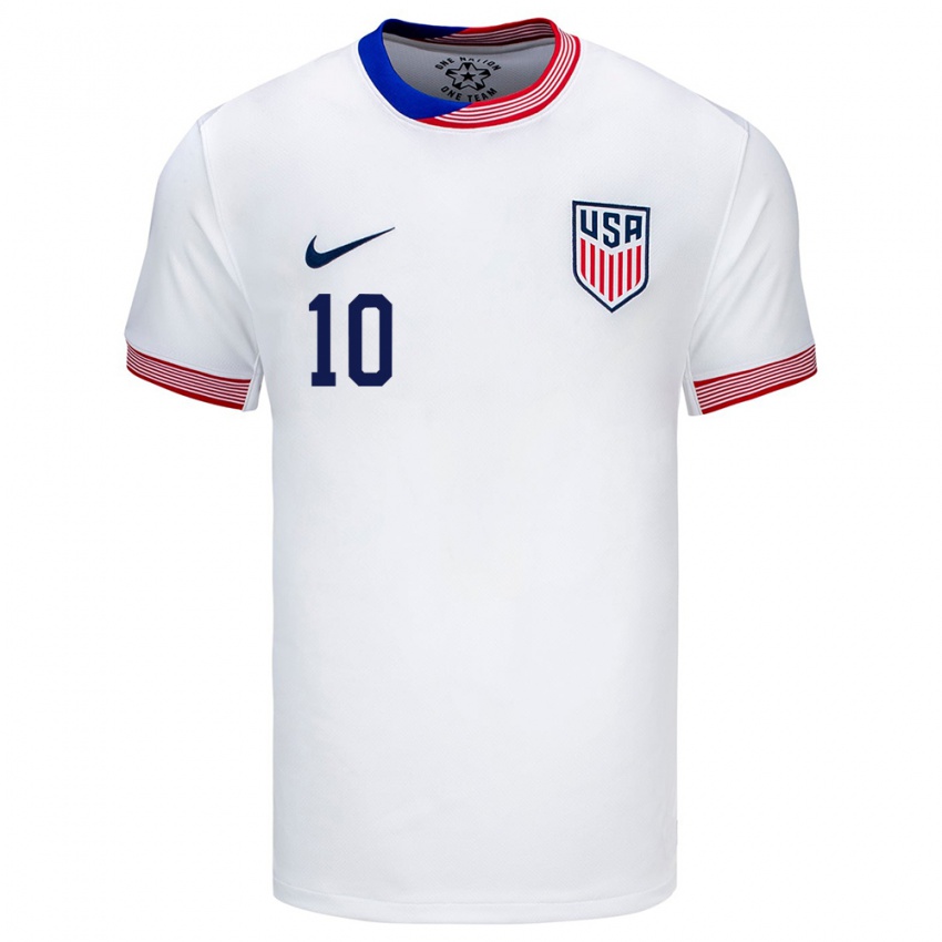 Niño Camiseta Estados Unidos Christian Pulisic #10 Blanco 1ª Equipación 24-26 La Camisa Argentina