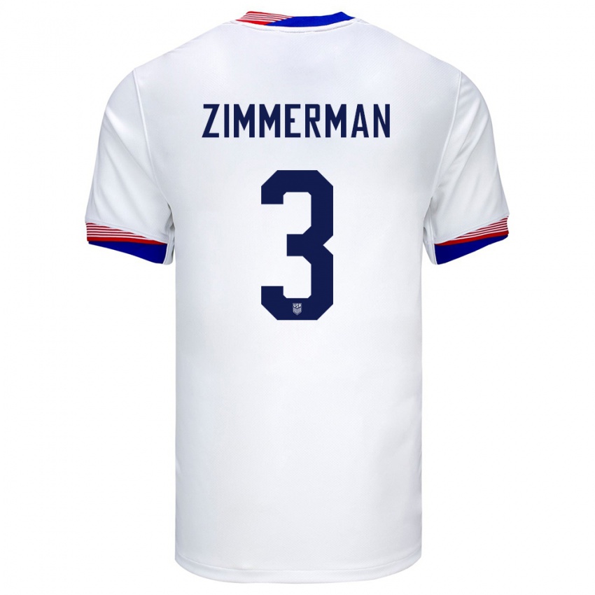 Niño Camiseta Estados Unidos Walker Zimmerman #3 Blanco 1ª Equipación 24-26 La Camisa Argentina