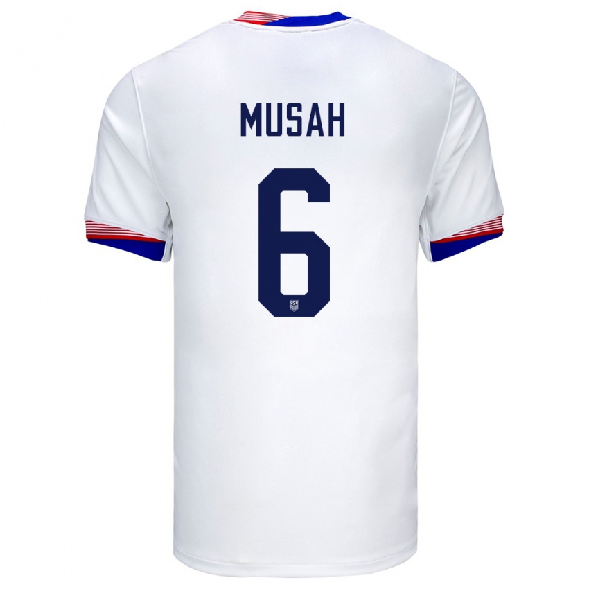 Niño Camiseta Estados Unidos Yunus Musah #6 Blanco 1ª Equipación 24-26 La Camisa Argentina