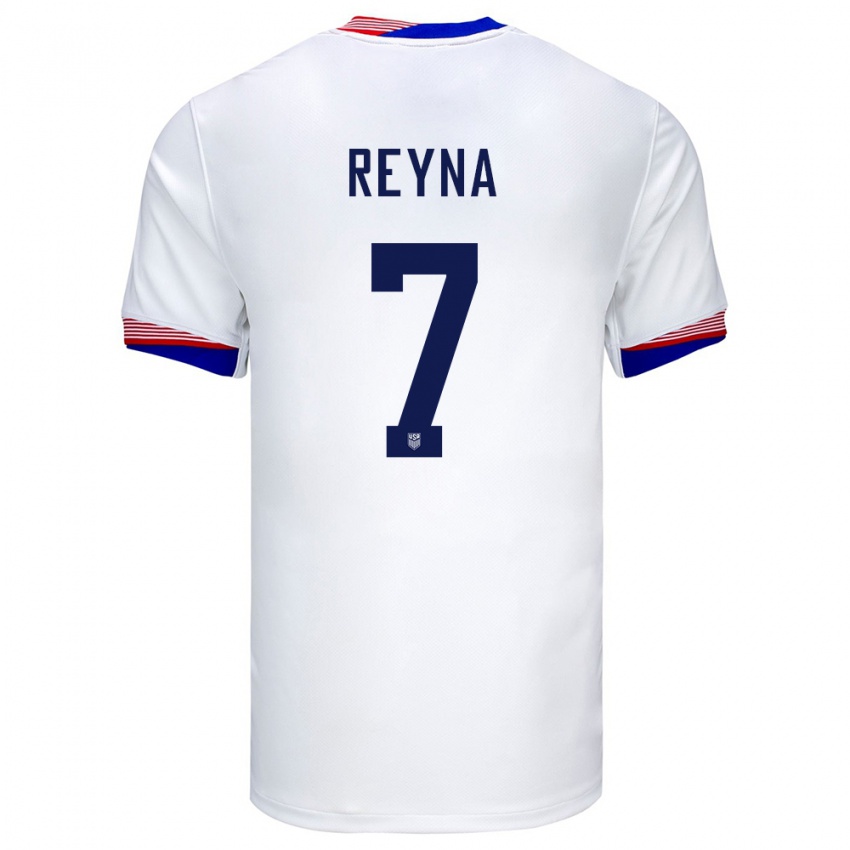 Niño Camiseta Estados Unidos Giovanni Reyna #7 Blanco 1ª Equipación 24-26 La Camisa Argentina