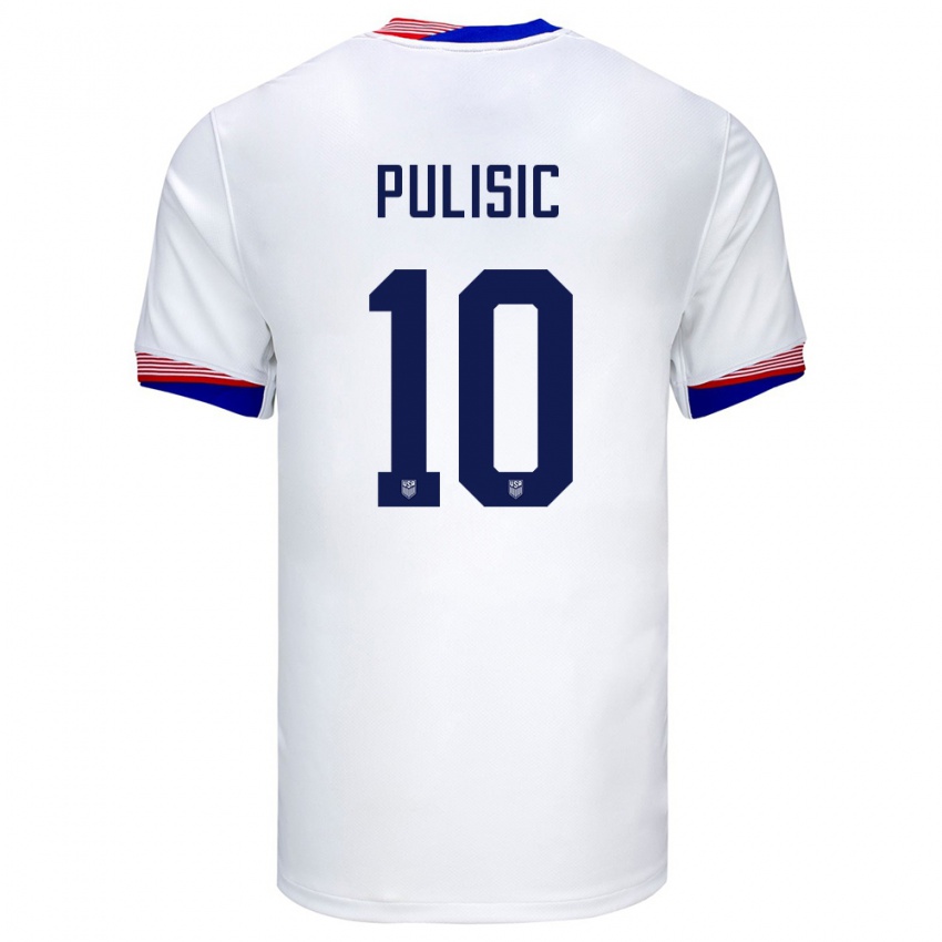 Niño Camiseta Estados Unidos Christian Pulisic #10 Blanco 1ª Equipación 24-26 La Camisa Argentina