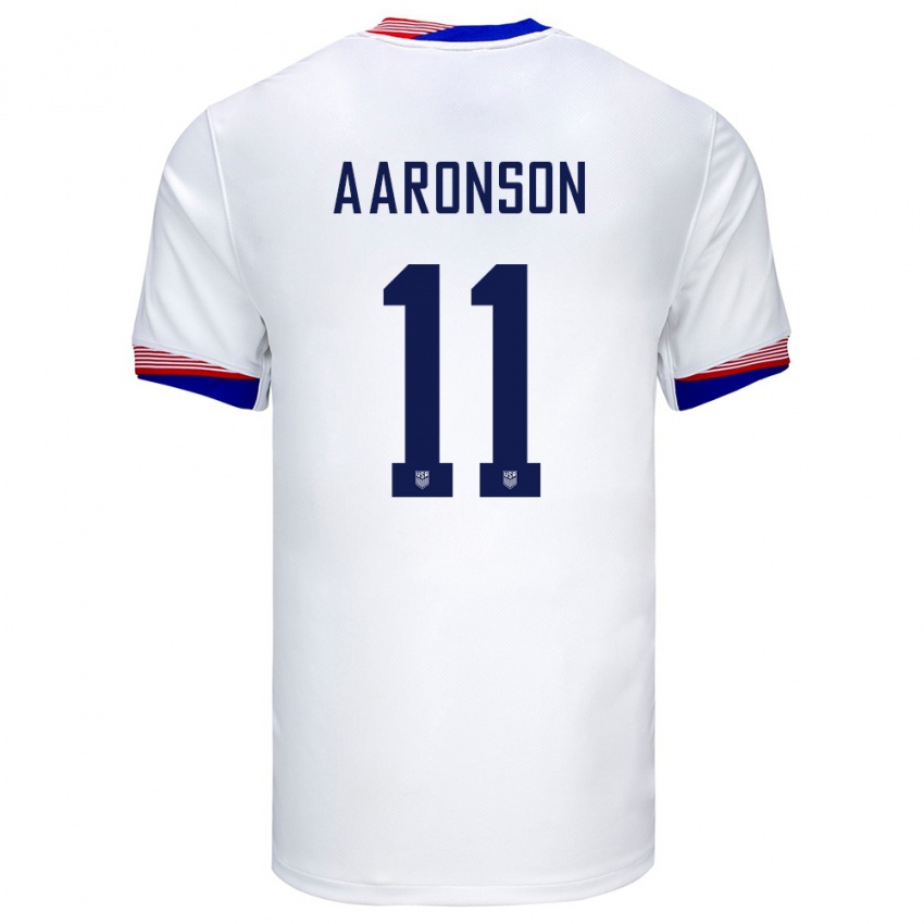 Niño Camiseta Estados Unidos Brenden Aaronson #11 Blanco 1ª Equipación 24-26 La Camisa Argentina