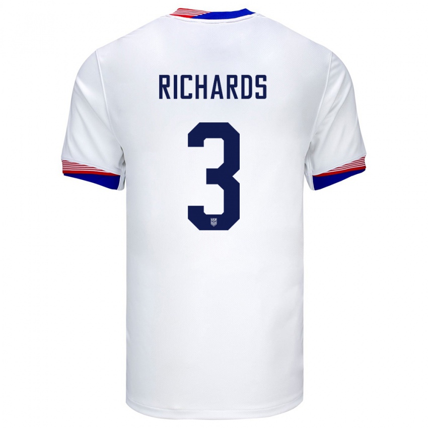 Niño Camiseta Estados Unidos Chris Richards #3 Blanco 1ª Equipación 24-26 La Camisa Argentina