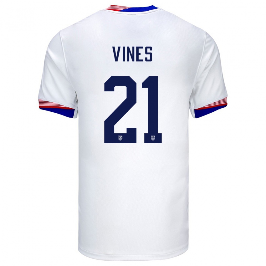 Niño Camiseta Estados Unidos Sam Vines #21 Blanco 1ª Equipación 24-26 La Camisa Argentina