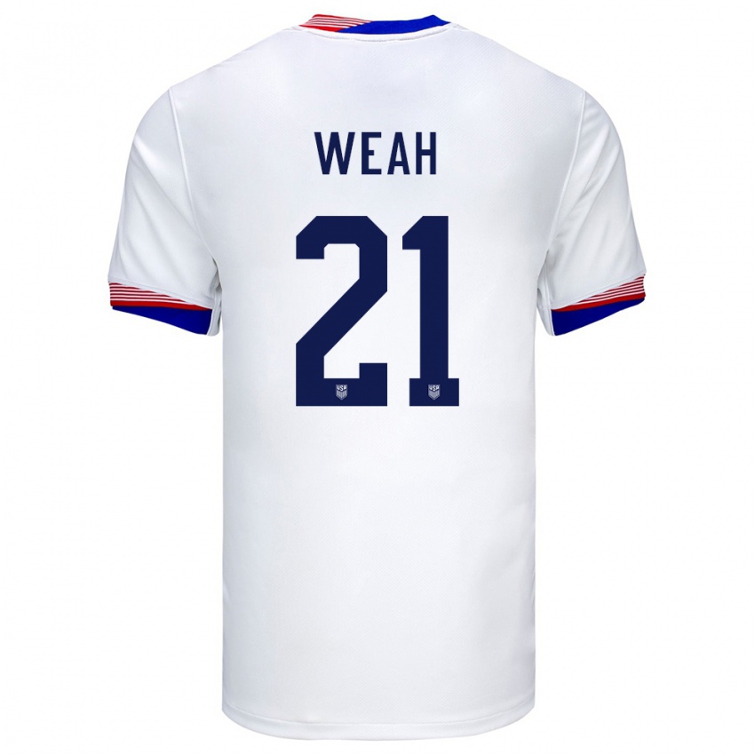 Niño Camiseta Estados Unidos Timothy Weah #21 Blanco 1ª Equipación 24-26 La Camisa Argentina