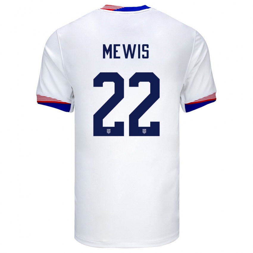 Niño Camiseta Estados Unidos Kristie Mewis #22 Blanco 1ª Equipación 24-26 La Camisa Argentina