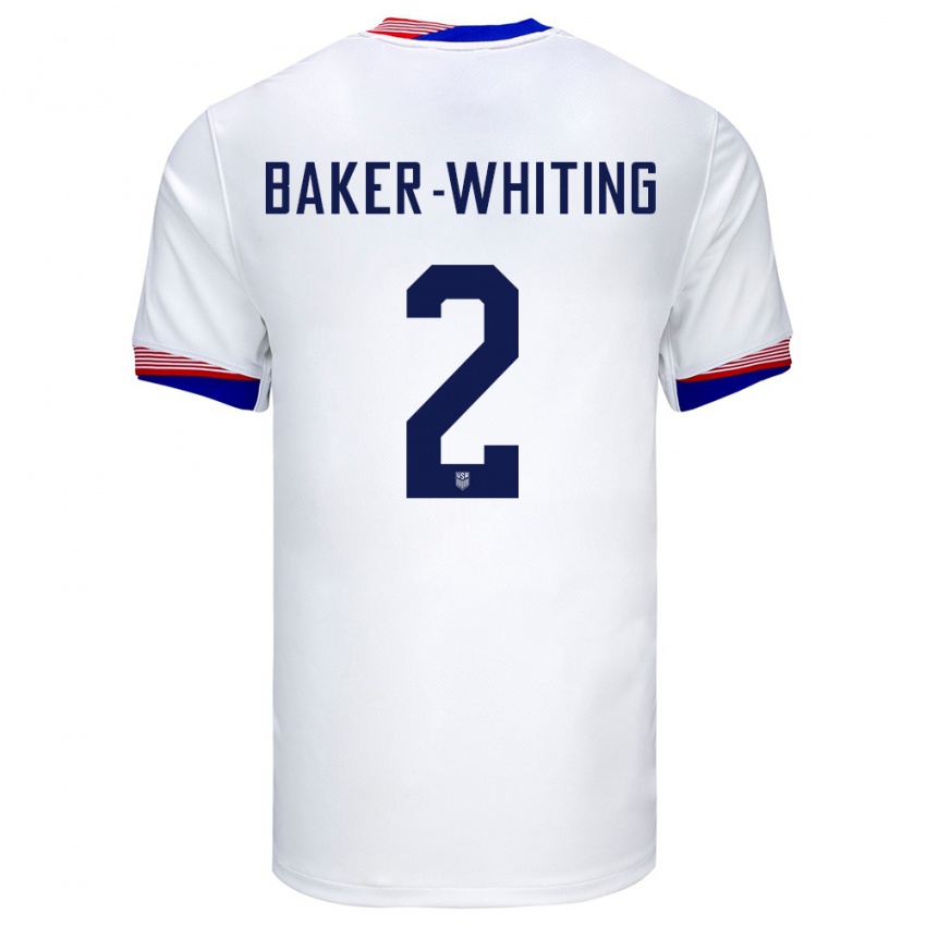 Niño Camiseta Estados Unidos Reed Baker Whiting #2 Blanco 1ª Equipación 24-26 La Camisa Argentina