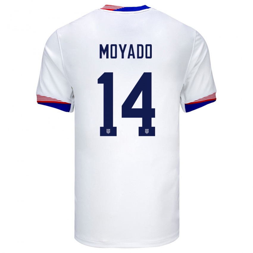 Niño Camiseta Estados Unidos Bryan Moyado #14 Blanco 1ª Equipación 24-26 La Camisa Argentina