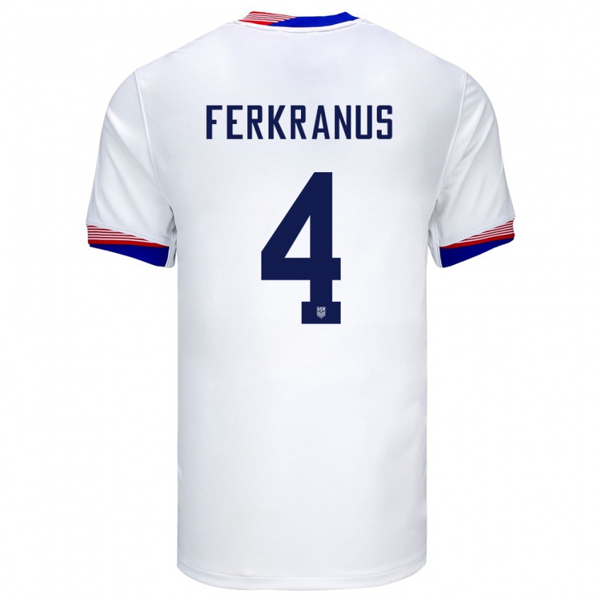 Niño Camiseta Estados Unidos Marcus Ferkranus #4 Blanco 1ª Equipación 24-26 La Camisa Argentina