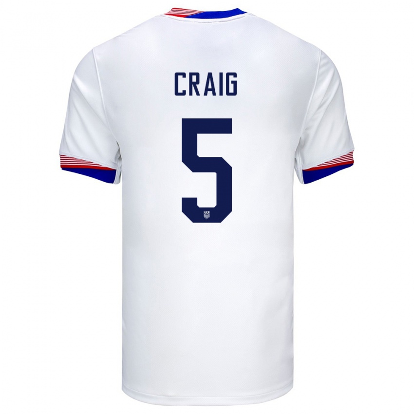 Niño Camiseta Estados Unidos Brandan Craig #5 Blanco 1ª Equipación 24-26 La Camisa Argentina