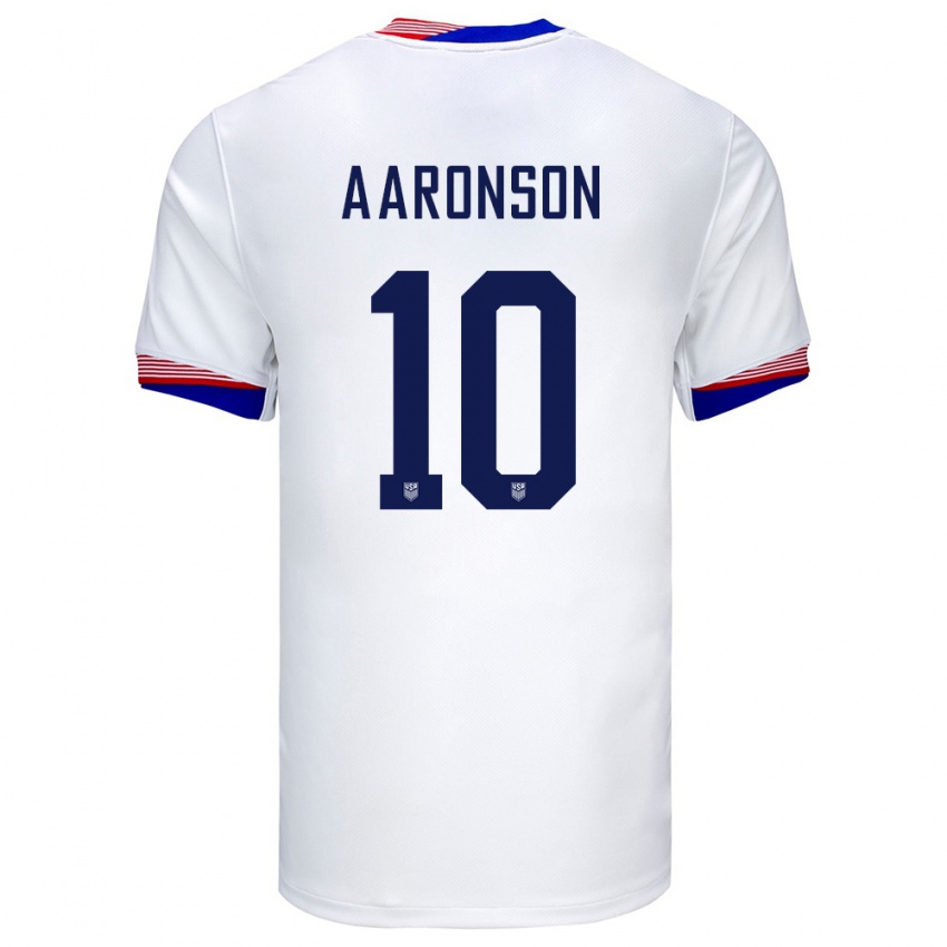 Niño Camiseta Estados Unidos Paxten Aaronson #10 Blanco 1ª Equipación 24-26 La Camisa Argentina