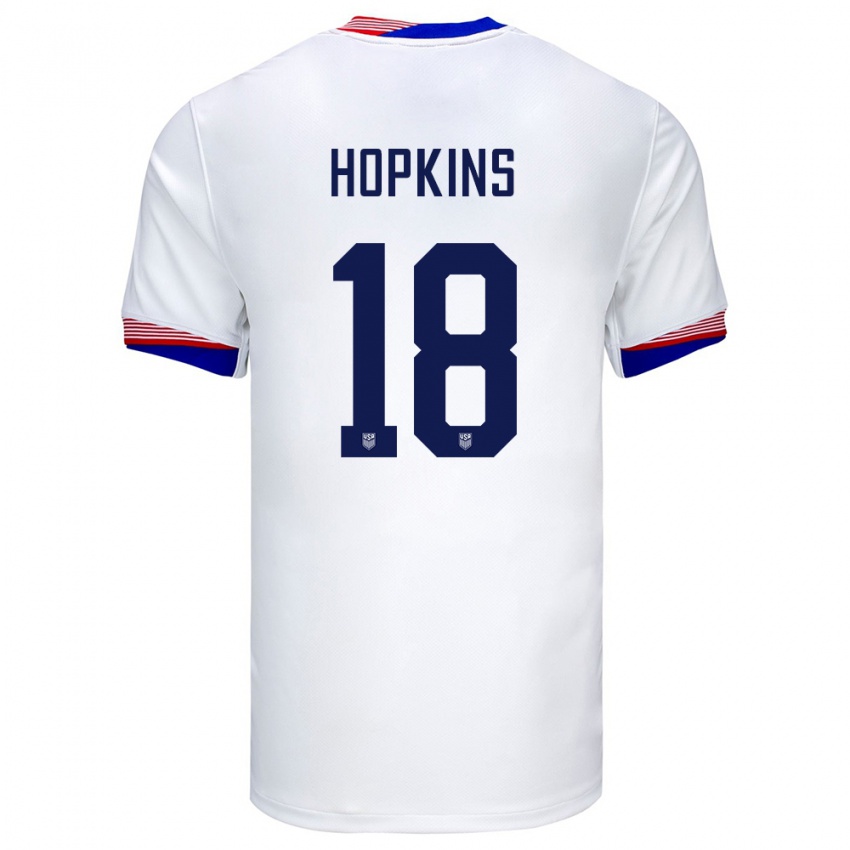 Niño Camiseta Estados Unidos Jackson Hopkins #18 Blanco 1ª Equipación 24-26 La Camisa Argentina