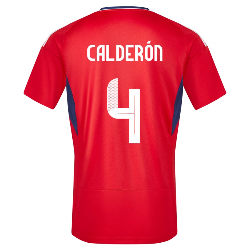 Niño Camiseta Costa Rica Brandon Calderon #4 Rojo 1ª Equipación 24-26 La Camisa Argentina