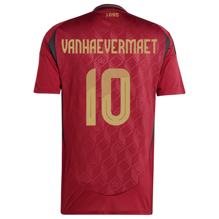 Niño Camiseta Bélgica Justine Vanhaevermaet #10 Borgoña 1ª Equipación 24-26 La Camisa Argentina