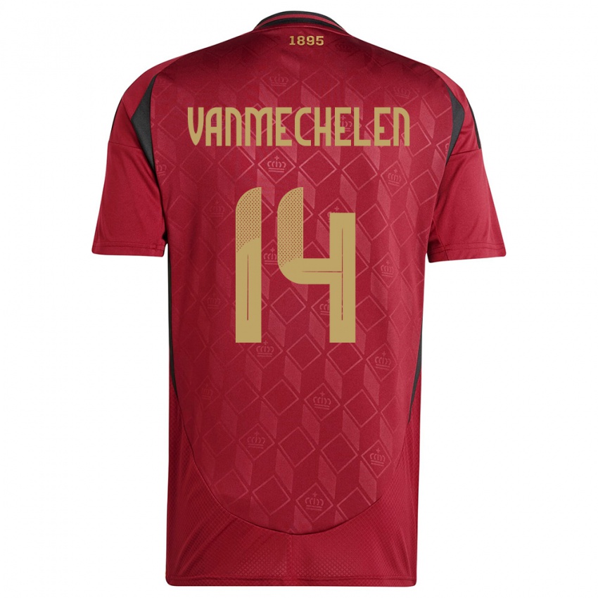 Niño Camiseta Bélgica Davinia Vanmechelen #14 Borgoña 1ª Equipación 24-26 La Camisa Argentina
