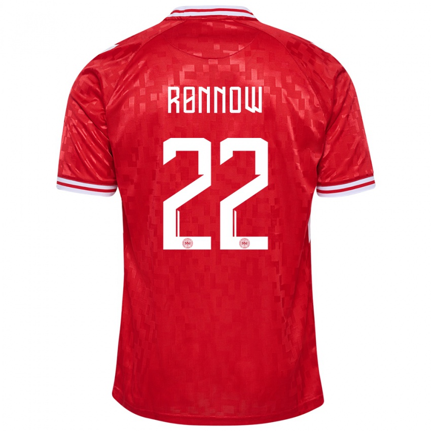 Niño Camiseta Dinamarca Frederik Ronnow #22 Rojo 1ª Equipación 24-26 La Camisa Argentina