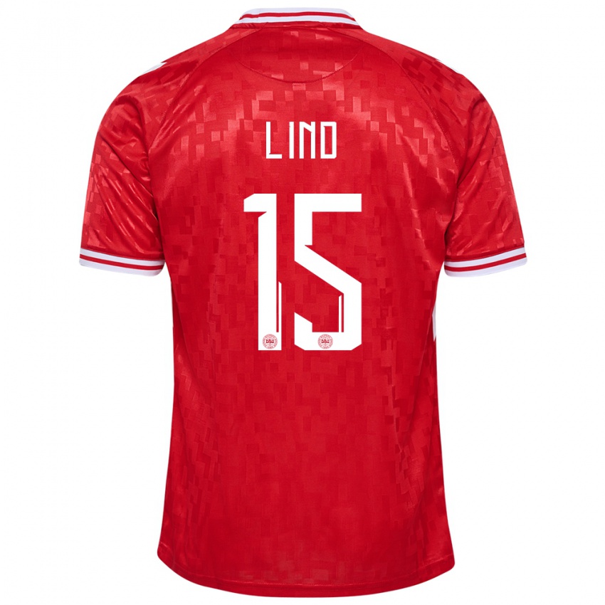 Niño Camiseta Dinamarca Victor Lind #15 Rojo 1ª Equipación 24-26 La Camisa Argentina