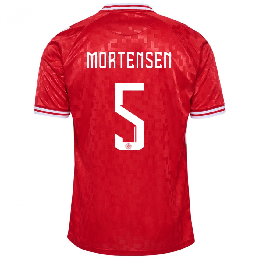 Niño Camiseta Dinamarca Gustav Mortensen #5 Rojo 1ª Equipación 24-26 La Camisa Argentina